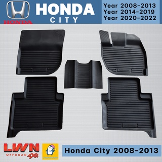 ผ้ายางปูพื้นรถเข้ารูปเกรด Premium HONDA CITY 2008-2020 (ทุกรุ่น) เข้าชุด ขอบยกสูงกันน้ำหก มีรับประกันทุกชิ้น