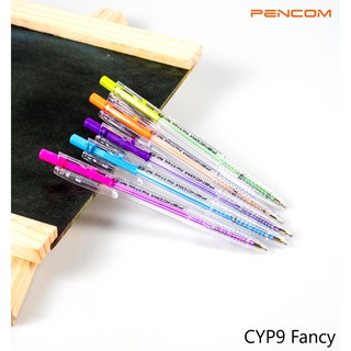 ปากกาหมึกน้ำมันสีน้ำเงิน หัวปากกา 0.5 mm. Pencom CYP9-BL ด้ามใสไส้ 2 สี ปากกาหมึกน้ำมันแบบกดน้ำเงินด้ามใส