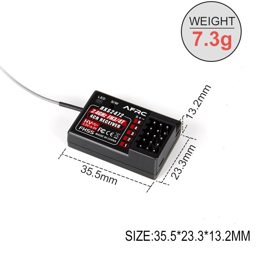 AFRC RXS2472 ตัวรับสัญญาณที่รองรับเหมาะสําหรับ SANWA M12, M11X, EXZES X, MT-4,GEMINI X,MT-S, MT-4S, 