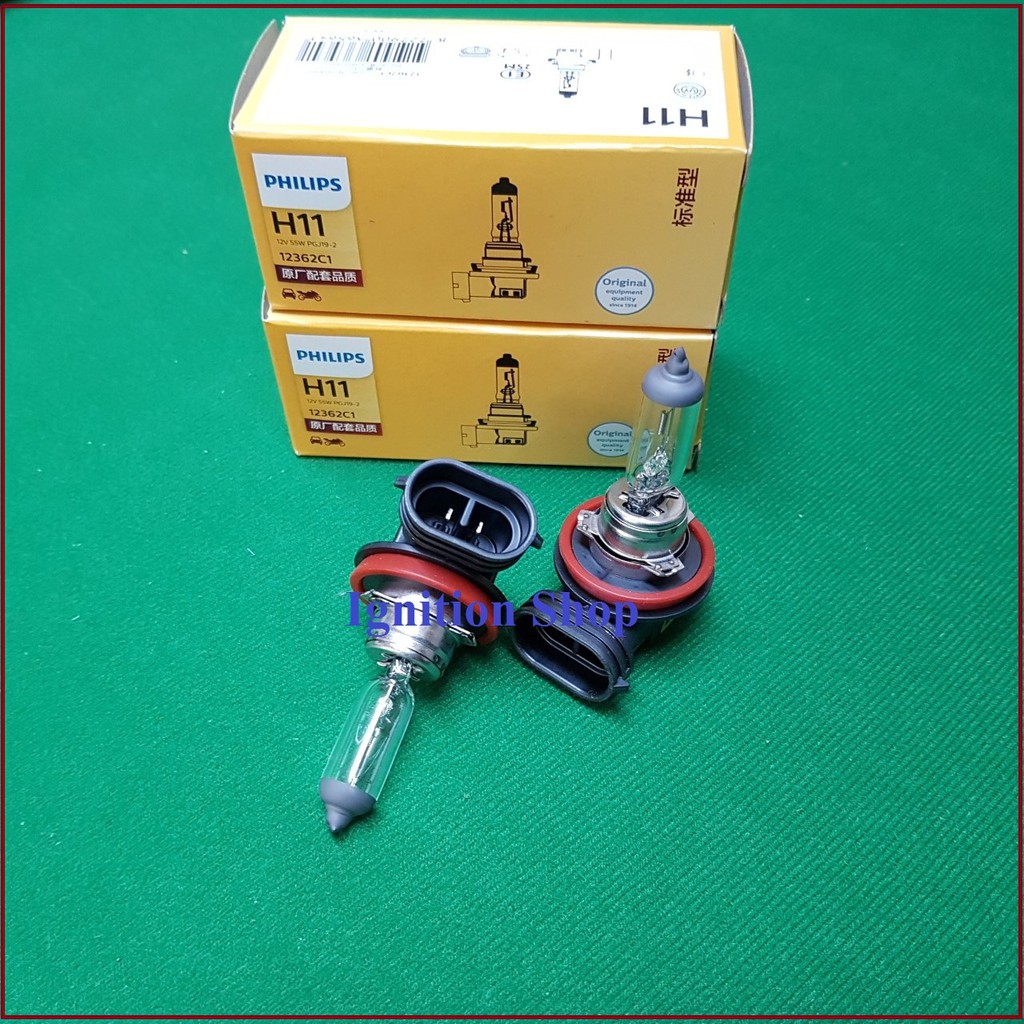 หลอดไฟหน้า Philips H11 12V 55W 12362 ST C1 จำนวน 2 หลอด ประกัน 3 เดือน ราคา ถูกที่สุด ดีลบีเคเค