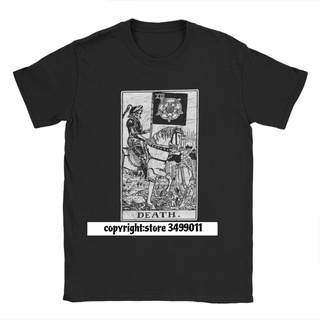 เสื้อยืดผ้าฝ้าย พิมพ์ลายไพ่ทาโรต์ Death Major Arcana tune Telling Occult สําหรับผู้ชายS-5XL