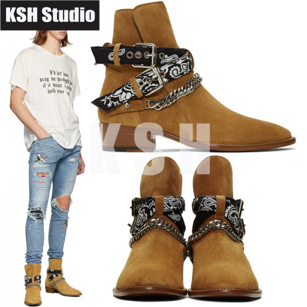 Correct version amiri brown Chelsea boots black Chelsea boots British SLP Martin boots men's high-top pointed nubuck l