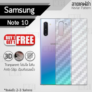 ซื้อ 1 แถม 1 - ฟิล์มหลัง Samsung Galaxy Note 10 ฟิล์มกันรอย ฟิล์มหลังเครื่อง ลายเคฟล่า สีใส - Back Film Kevlar Protector