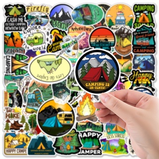 พร้อมส่ง! Camping outdoor travel การตั้งแคมป์ adventure สติกเกอร์ ตกปลา Fishing สเก็ตบอร์ด 50 ชิ้น sticker