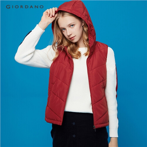 GIORDANO WOMEN Hooded sleeveless quilted vest 05379655