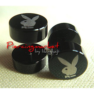 จิวหูดัมเบว จิวหู หู ต่างหูชาย ต่างหู สแตนเลส สีดำ ราคา/1ชิ้น Gothic Barbell Fake Plugs Body Piercing Jewelry