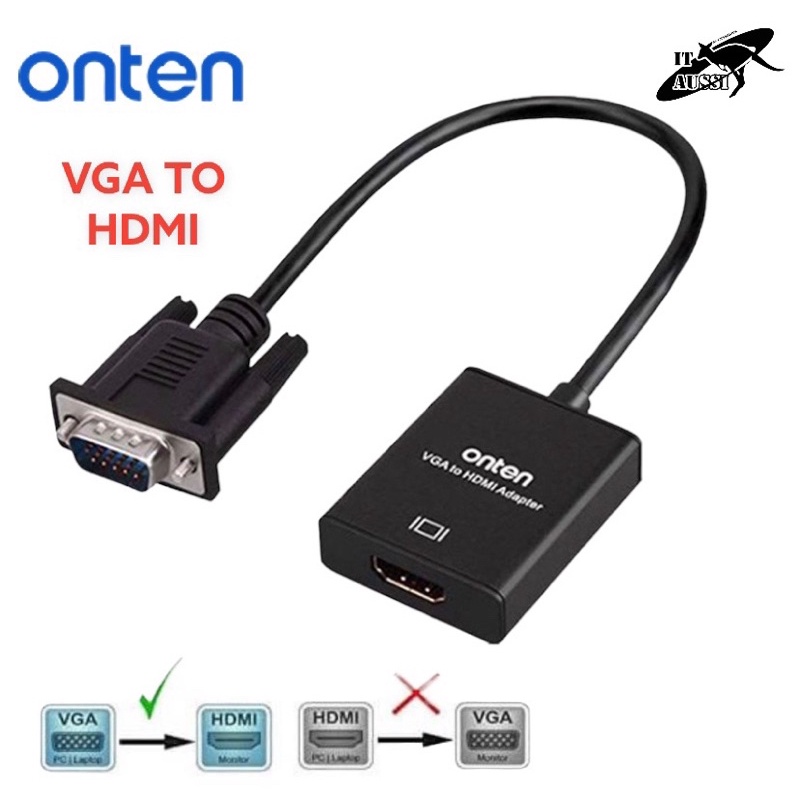 ONTEN OTN-5138S VGA to HDMI Adapter with Audio ตัวแปลงสัญญาณภาพจาก VGA ออกเป็น HDMI