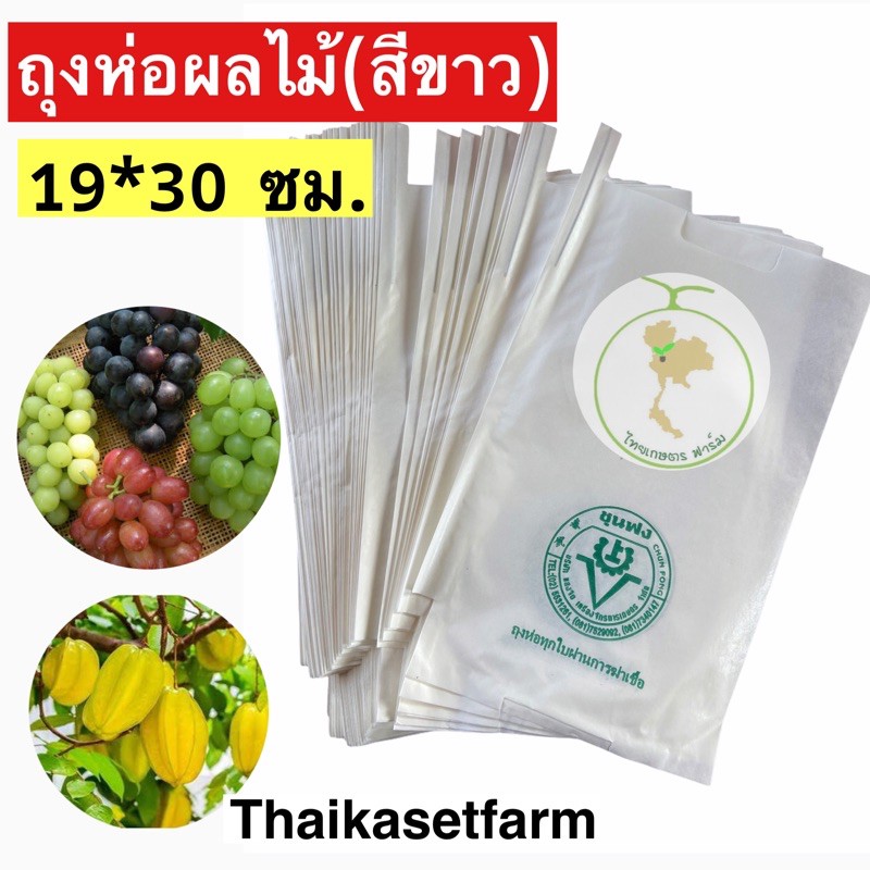 ถุงห่อผลไม้สีขาว ชุนฟง ห่อมะม่วงองุ่น(ชุนฟง)แพค100 ใบขนาด19*30 ซม