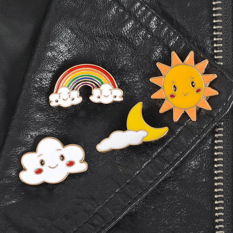 &gt; Ready Stock &lt; ❉ Weather Pin❉1Pc Sun Cloud Rainbow Moon Pins Metal Cosplay Collection Brooches