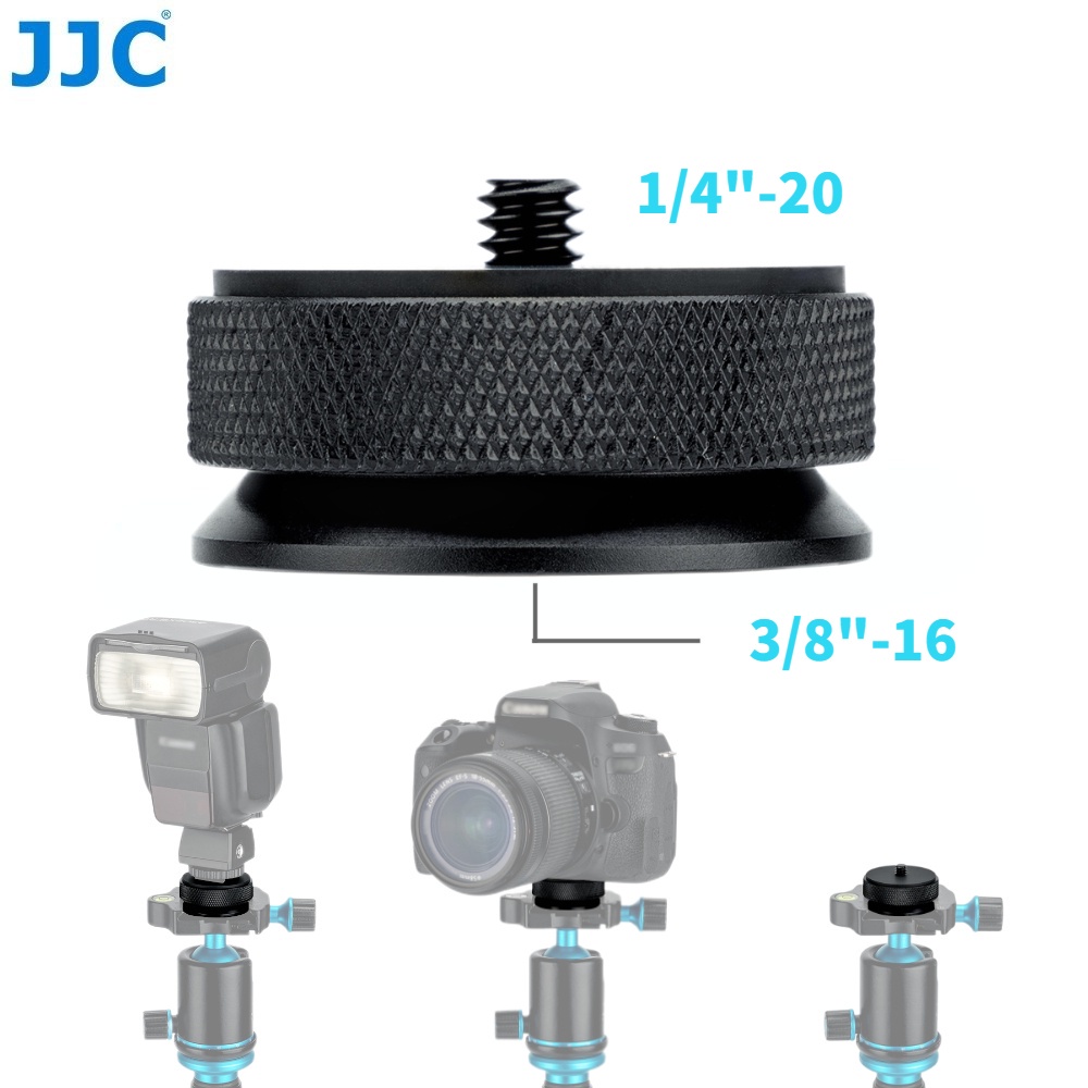 JJC อะแดปเตอร์เกลียว 1/4 ถึง 3/8, ตัวแปลงสกรูโลหะแบบอาร์คาสวิสสำหรับแปลง 1/4 "-20 ตัวผู้เป็น 3/8"-16 ตัวเมียบนกล้อง, ขาตั้งกล้อง, หัวบอล, ขาตั้งไฟ, ไฟวิดีโอ ฯลฯ