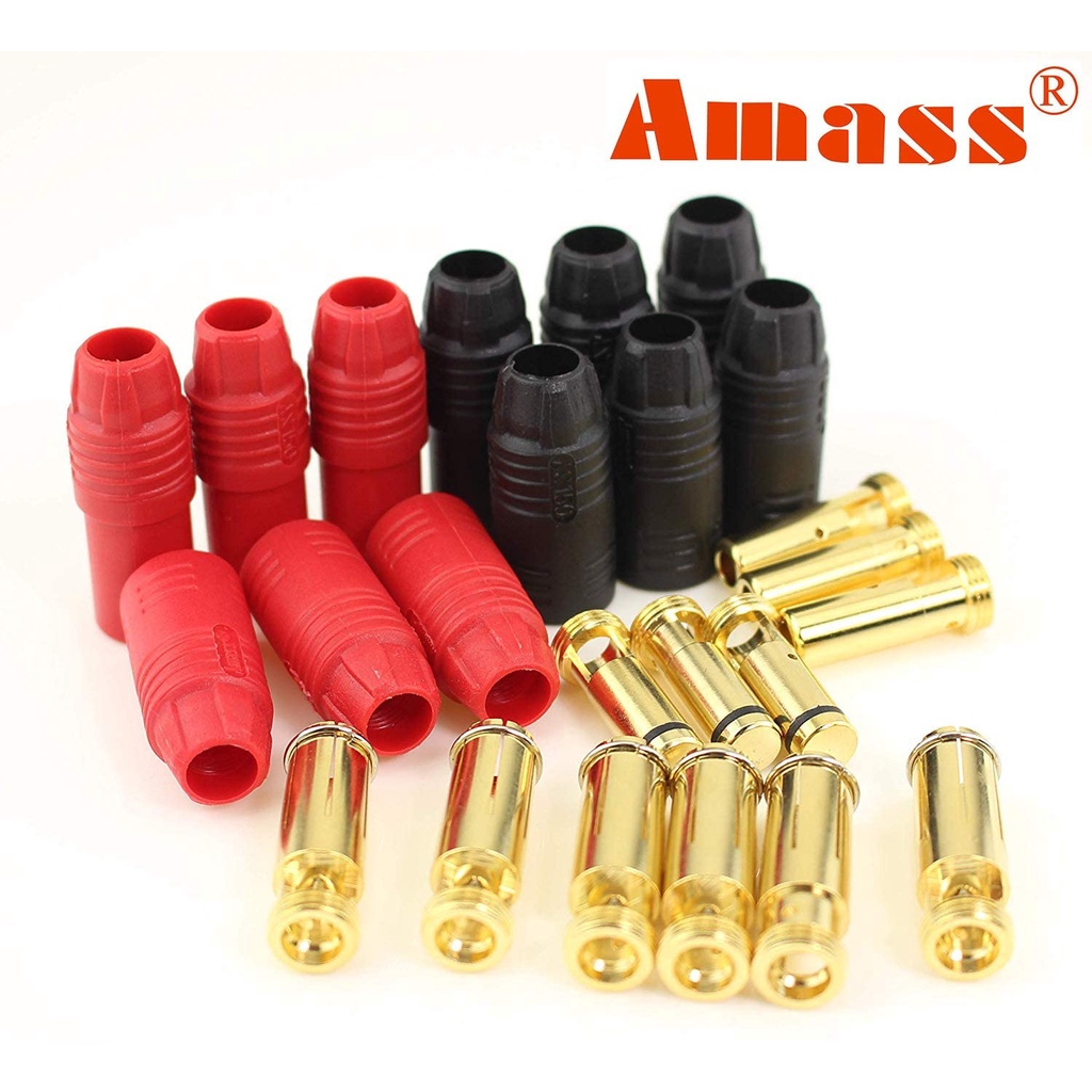 2 คู่ 6 คู่ Amass AS150 ชายหญิง Anti Spark Connector 7 มม. Gold Plated Banana Plug ชุดสําหรับแบตเตอรี่ ESC และ Charge Lead