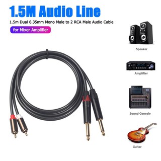 Dual 6.35 1/4 Mono Male to Dual RCA Male Adapter Audio Cable for Mixer Amplifier Used for Audio Players Professional.