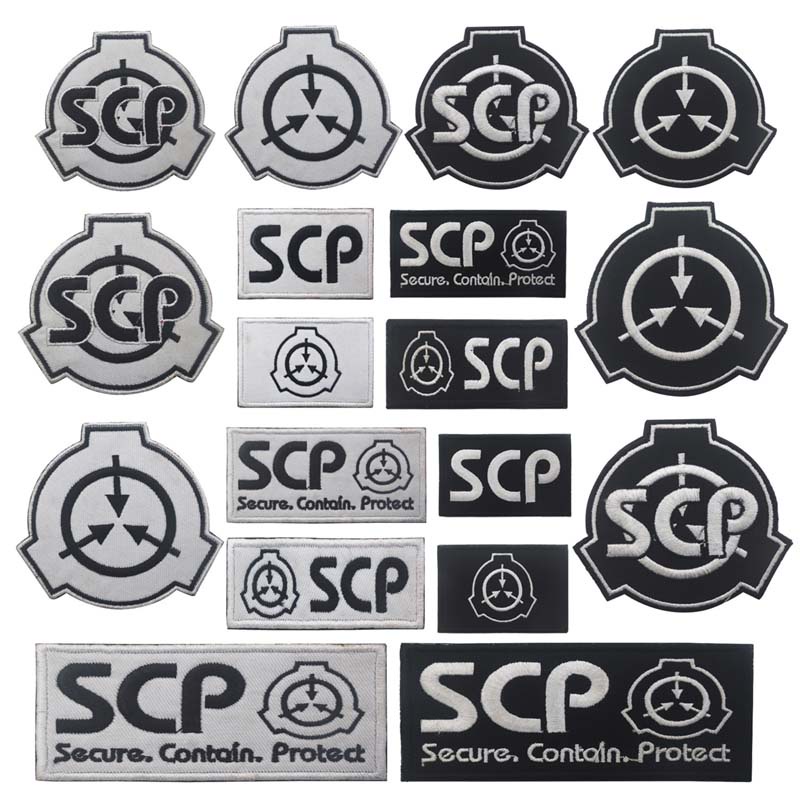SCP Foundation Emblem Badge,Secure,Contain,Protec เย็บปักถักร้อย Appliques เสื้อผ้าแพทช์,Tactical Hook & Loop แพทช์สําหรับป้าย,หมวก,ปักปลอกแขน