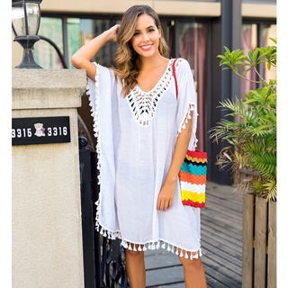 เสื้อคลุมสั้นถักโครเชต์ทรงหลวมงานโชว์หลังสุดเซ็กซี่