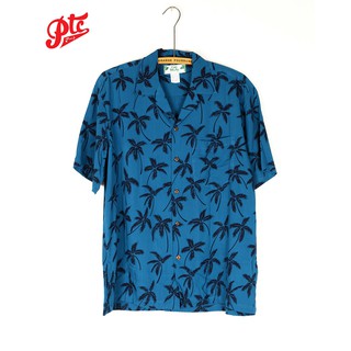 เสื้อฮาวาย Two Palms Palm Tree Deep Blue