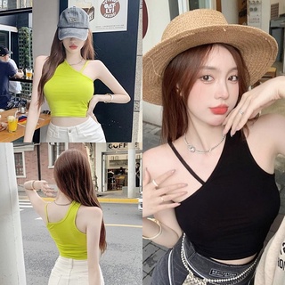 🔥ราคาถูกที่สุด🔥เสื้อแฟชั่นคอเฉียง แต่งสายเดี่ยวด้านเดียวเก๋ๆ 2 สี