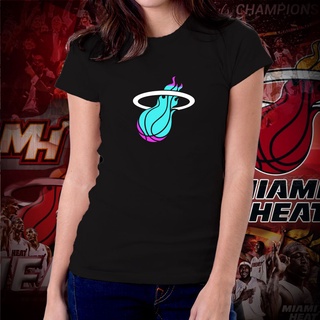 เสื้อคู่ เสื้อตราหานคู่ ไมอามี่ฮีท NBA บาสเกตบอลสีขาวร้อนร้อน Tshirt สําหรับผู้หญิง 07 0qJ เสื้อยืด