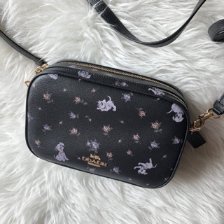 DISNEY X COACH JES CROSSBODY WITH DALMATIAN FLORAL PRINT (COACH 91126) IM/BLACK MULTI 9 3/4" (L) 6 1/4" (H) x 3 1/2" (W