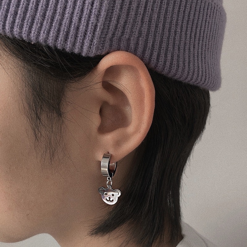 ต่างหู Korea Bear Silver Hoop Earring Fashion Animal Metal Round Earrings Female Jewelry Hot Sale – – >>> 🇹🇭 Top1Thailand 🛒 >>> shopee.co.th 🇹🇭 🇹🇭 🇹🇭🛒🛍🛒