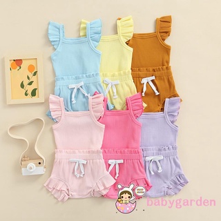 Babygarden-ชุดรอมเปอร์แขนสั้น + กางเกงขาสั้นผ้ายืดสําหรับเด็กผู้หญิง