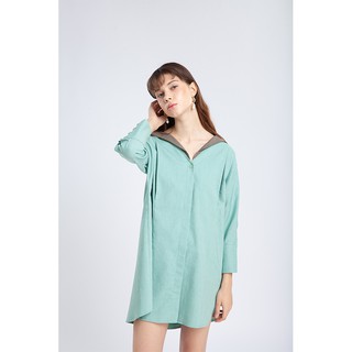 QueenCows ชุดให้นม Celyn Long Sleeve Dress  (Green)