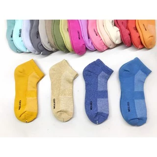 หนา2เท่า ถุงเท้าพื้นหนาข้อสั้น สีสด ผ้าCotton แท้คุณภาพดี ( แบบหนา ) สี : สีสดกว่า 30 สี