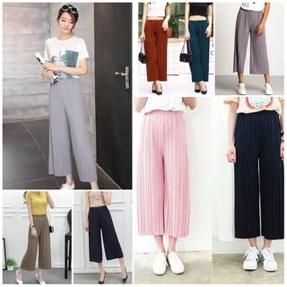 กางเกง 5 ส่วน กางเกงขาพลีท กางเกงคนอ้วน ใส่สบาย อัดกลีบ พริ้วทรงสวย
