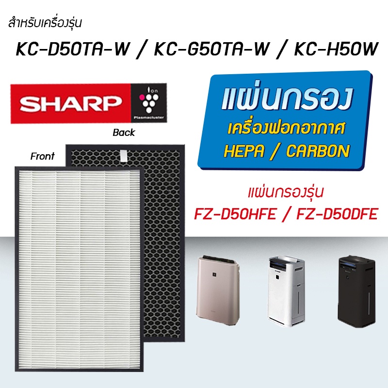 แผ่นกรองอากาศ Sharp KC-G50TA-W, KC-D50TA-W, KC-H50W แผ่นกรอง FZ-D50HFE FZ-D50DFE