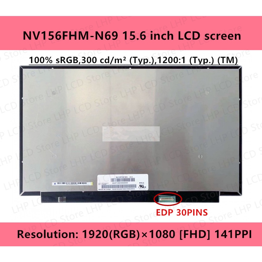 Original For BOE NV156FHM-N69 V8.0 FRU: 5D10W69936 Laptop IPS LED LCD Screen 15.6"Slim Full HD Displ