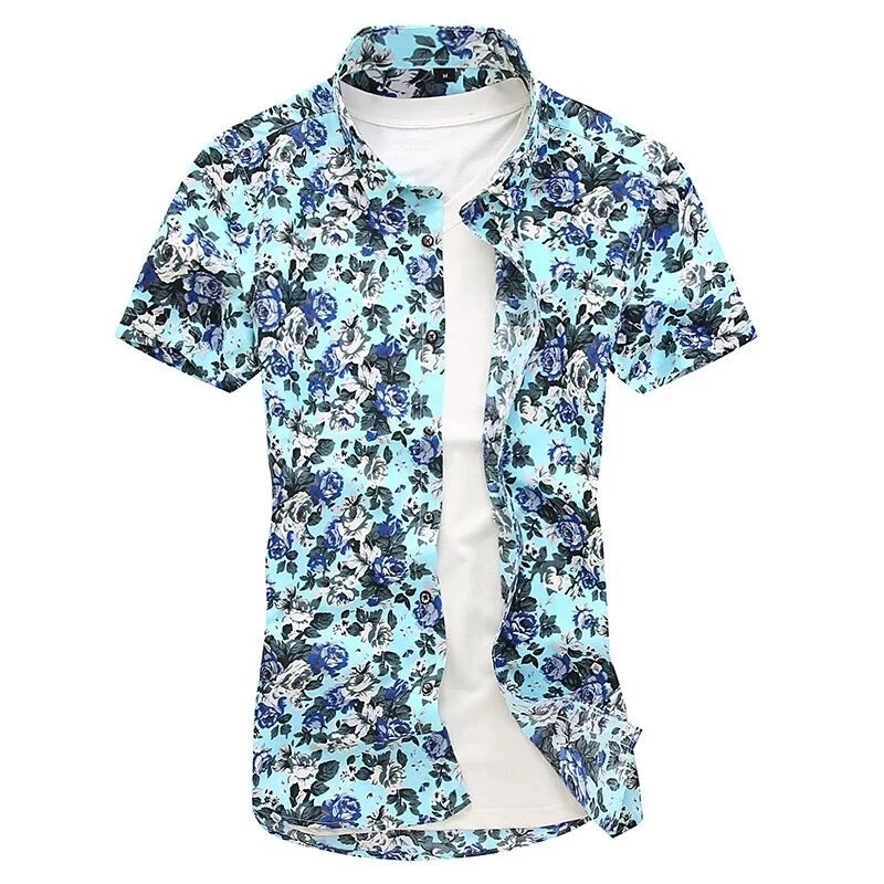 เสื้อเชิ้ตแขนสั้นลายดอกไม้ผู้ชายเสื้อแฟชั่นเสื้อสบาย ๆ thumbnail 6