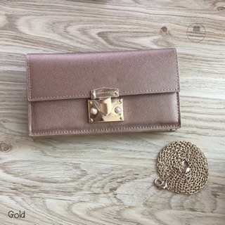 Charles &amp; Keith Push-Lock Wallet สี gold