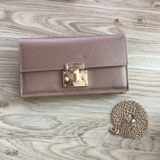 Charles &amp; Keith Push-Lock Wallet สี gold