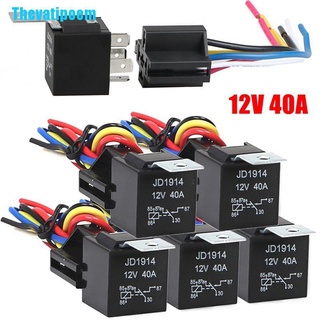 (Thevatipoem) รีเลย์ 12V 5Pin 40A 12V 5Pin พร้อมซ็อกเก็ตรีเลย์ สําหรับ