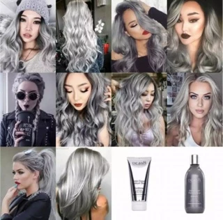 Dcash Salon Expert Platinum Silver แชมพูดีแคช /ครีมนวดผมม่วง เพิ่มประกายสีผมบลอนด์เงิน สีเทา
