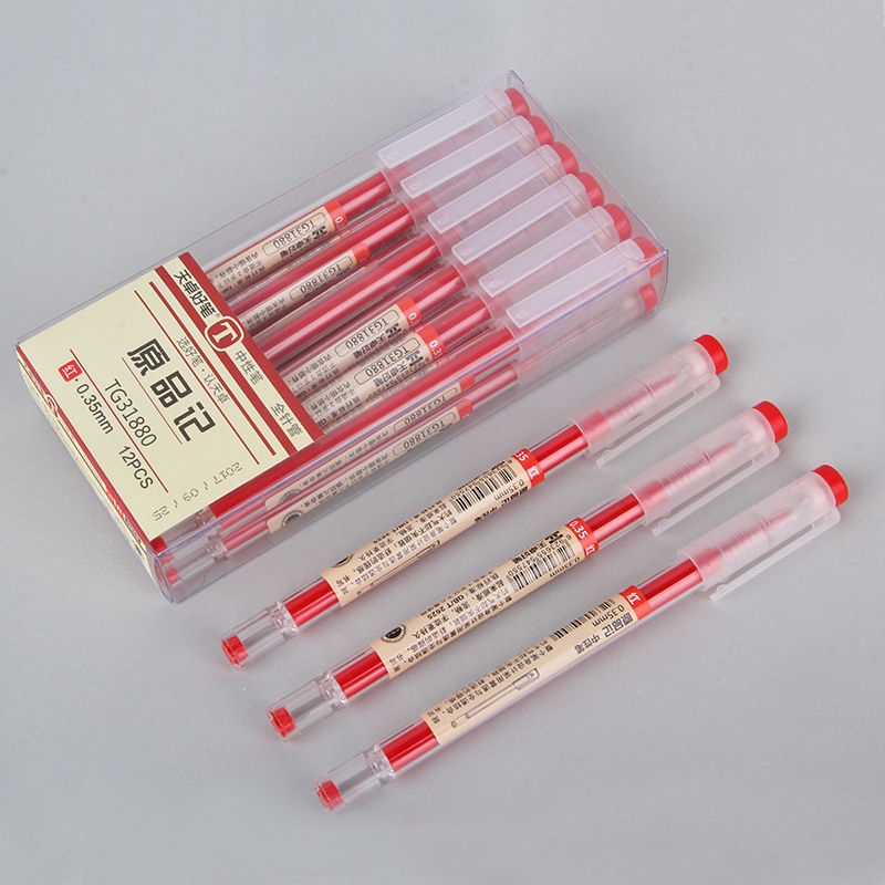 (พร้อมส่ง) ชุดปากกาหมึกเจล สีดํา น้ําเงิน แดง 0.35 มม. 12 ชิ้น ต่อชุด