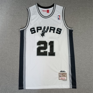 ใหม่ NBA San Antonio Spurs สําหรับผู้ชาย #เสื้อกีฬาบาสเก็ตบอล ปักลาย 21 Tim Duncan สีขาว สไตล์เรโทร