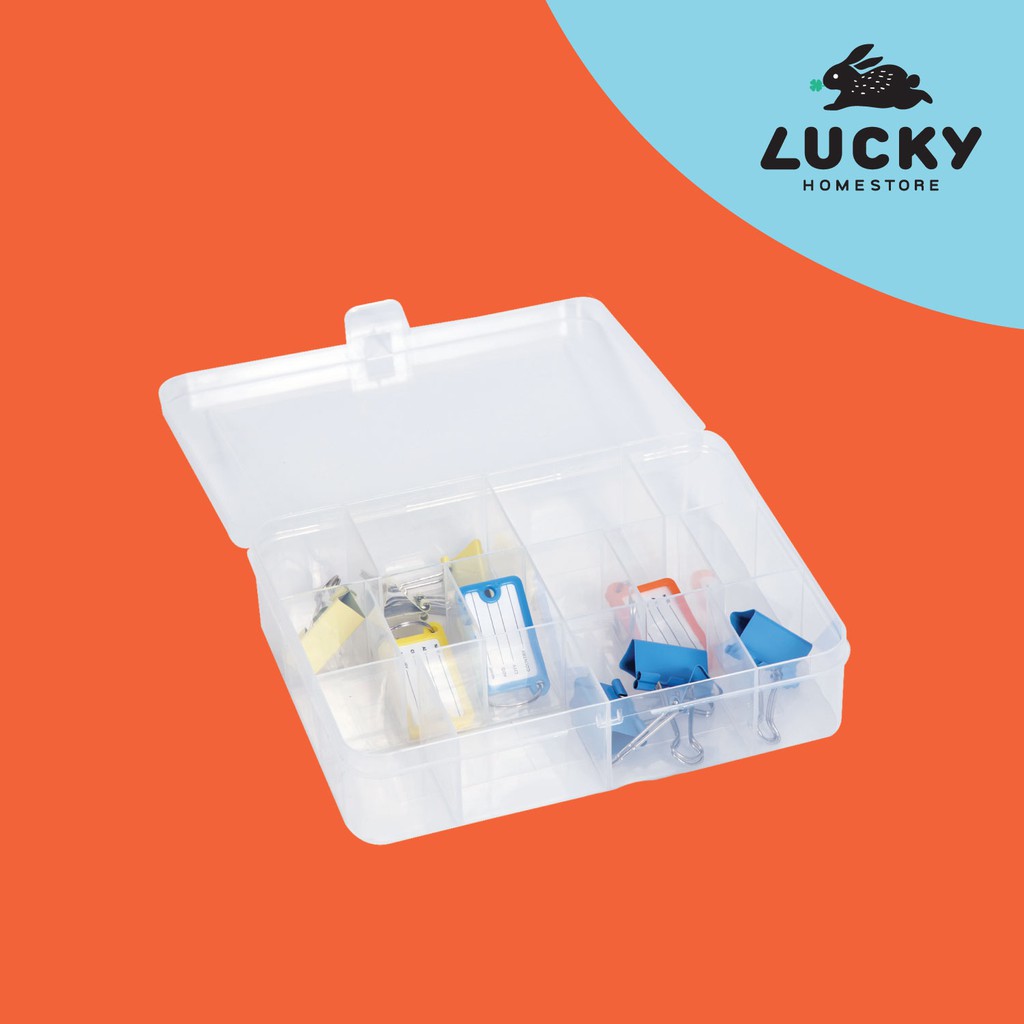 LUCKY HOME กล่องแบ่งช่อง14 ช่อง (ใส) TFS-014 ขนาดกล่อง (กว้างxยาวxสูง): 15.5 x 20 x 4.8 cm กล่องใส่ลูกปัด