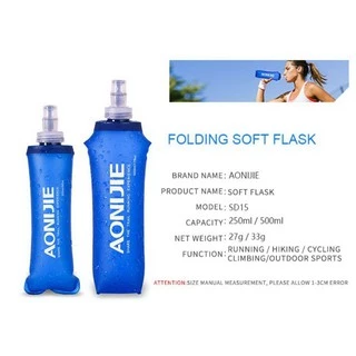 AONIJIE ขวดน้ำแบบนิ่ม TPU พับเก็บได้ ขนาด 250ml, 500ml สำหรับวิ่ง Half, Full Marathon ของแท้ 100%