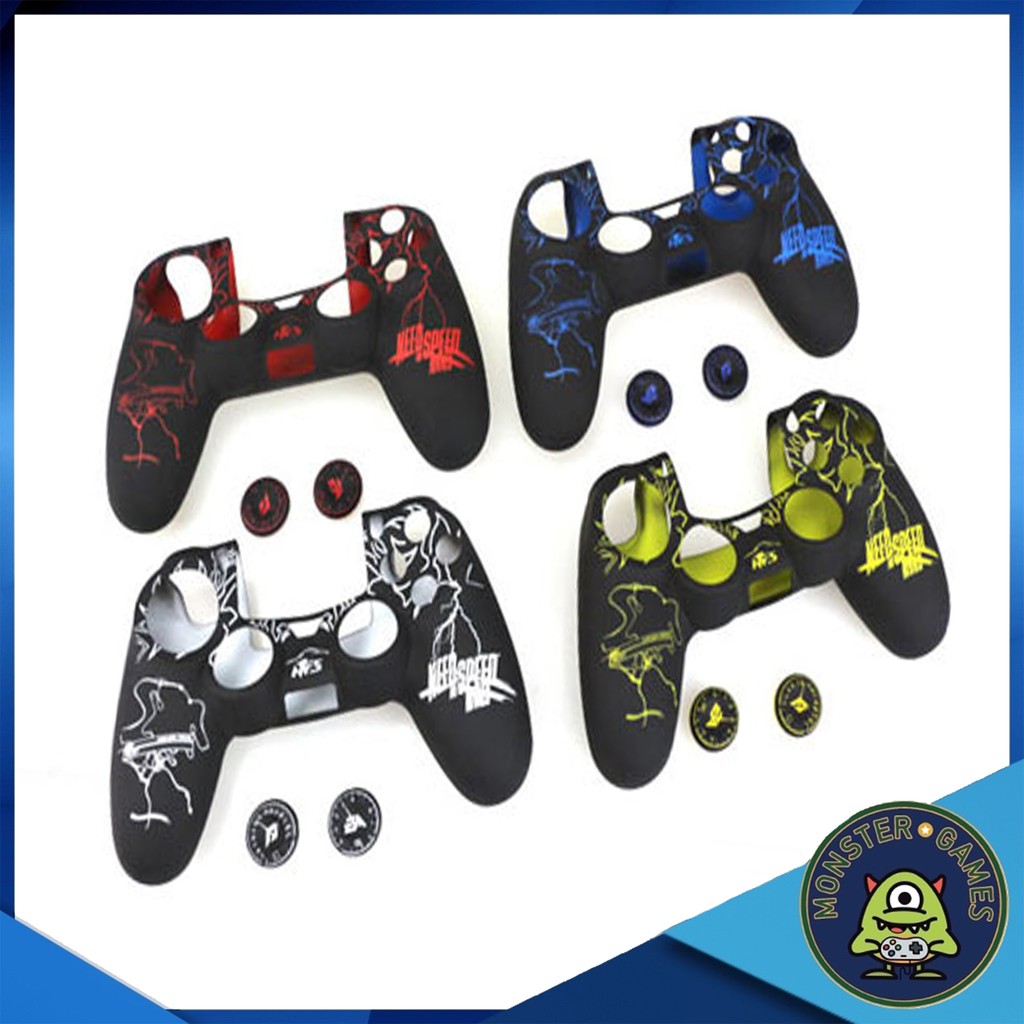 ซิลิโคนจอย PS4 พร้อมที่ครอบอนาล็อก ลาย Need for Speed (ซิลิโคนจอย Ps4)(Silicone Ps4 Controller)