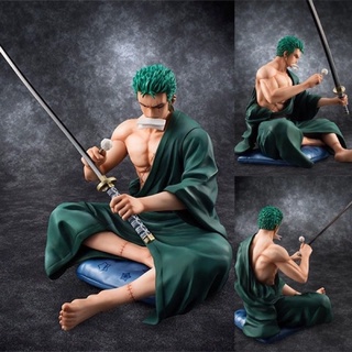 โมเดลวันพีช POP Roronoa Zoro Sit and Wipe the Sword Action Figure One Piece ฟิกเกอร์อนิเมะ ของขวัญวันเกิด