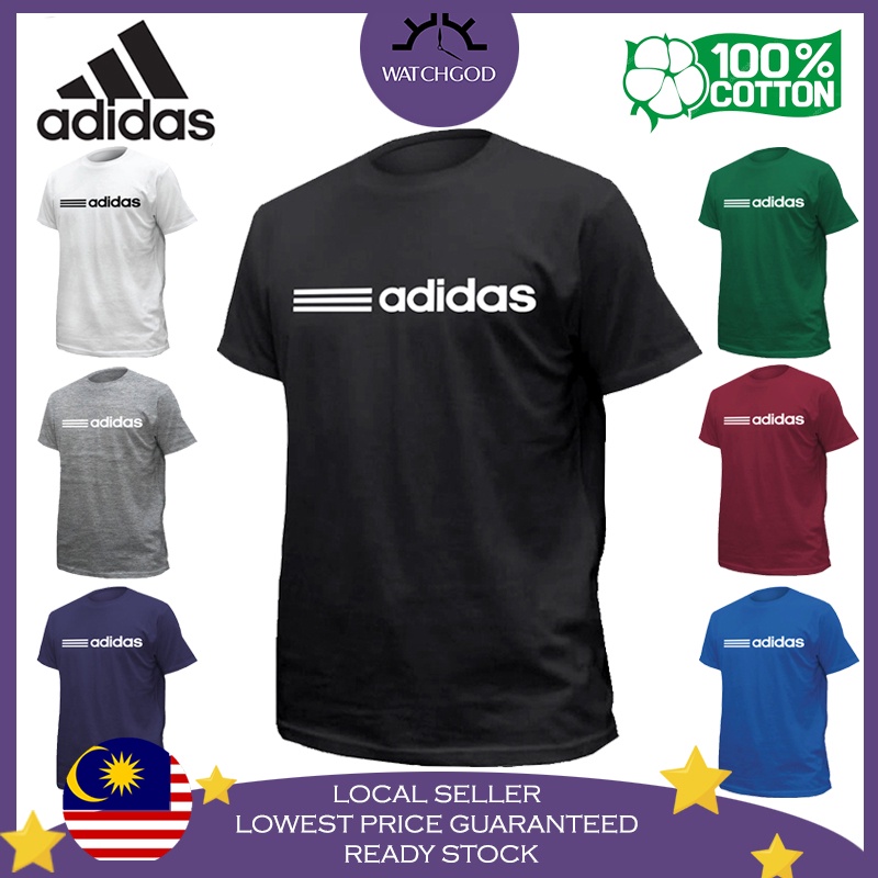 90% MEGA ADIDAS 100% Cotton Tshirt T เสื้อ Streetwear คอกลมผู้ชายผู้หญิง Unisex Baju Lelaki Wanita Perempuan