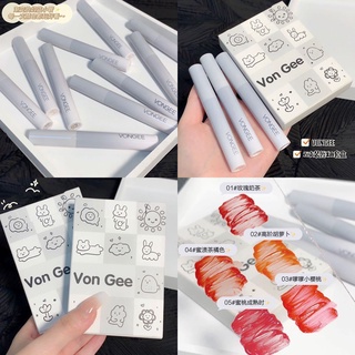 Von Gee เครื่องสําอางค์ลิปสติกเนื้อแมทกํามะหยี่ 5 ชิ้น/ชุด