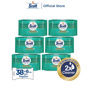 สก๊อตต์ คลีนแคร์ กระดาษชำระแบบเปียกสำหรับเข้าห้องน้ำ 38 แผ่น 6 แพ็ค SCOTT EXTRA Moist Toilet Wipes 38 Sheets 6 Packs