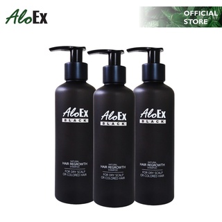 AloEx Black Shampoo 3 ชิ้น แชมพูลดผมขาดร่วง ซื้อคู่ถูกกว่า (แชมพูเร่งผมยาว แชมพูแก้ผมร่วง ยาสระผมสมุนไพร)