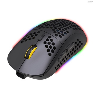 Hxsj T90 เมาส์ไร้สาย Bt 3.0 + 5.0 + 2.4G เมาส์ไร้สาย Rgb พร้อมไฟ Dpi สีดําสามารถปรับได้