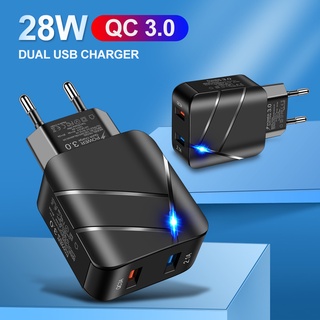 Qc 3.0 ปลั๊กชาร์จ USB คู่ / แท็บเล็ต สมาร์ทโฟน ชาร์จเร็ว พร้อมอะแดปเตอร์ไฟ LED