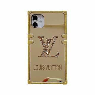 เคสโทรศัพท์ For Samsung Galaxy S22 S10E S8 S9 S10 S20 S21 Plus Note8 Note9 Note10 Note20 Ultra A7 2018 A750 Luxury Classic Brand Gold Diamond Mirror Glitter Square TPU Phone Case