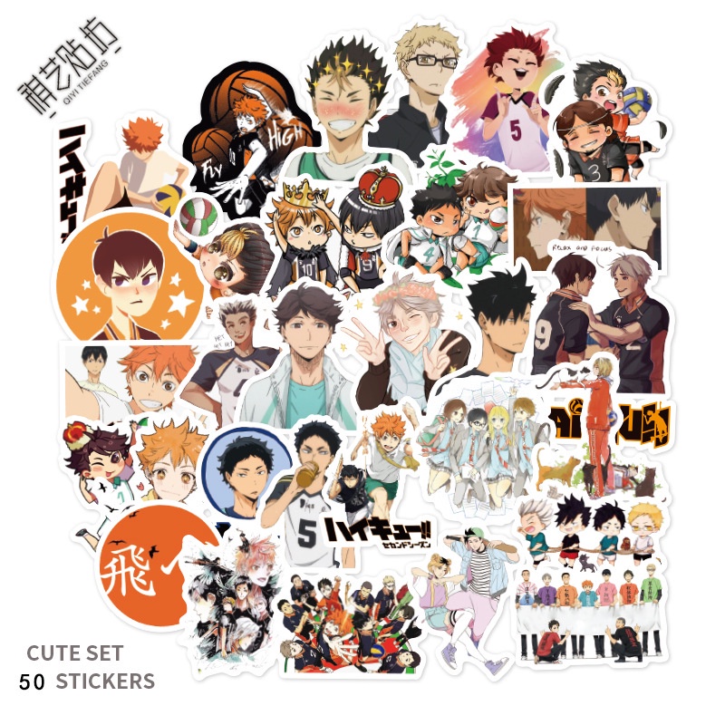 Haikyuuสติกเกอร์ สําหรับติดตกแต่งแล็ปท็อป สเก็ตบอร์ด กระเป๋าเดินทาง 50ชิ้น ไฮคิว คู่ตบฟ้าประทาน 排球少年