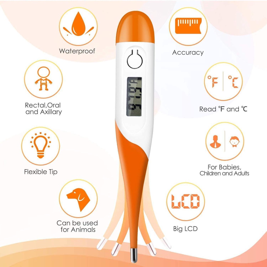 ปรอทวัดไข้ดิจิตอล Digital Thermometers เทอร์โมมิเตอร์เครื่องวัดอุณหภูมิอัจฉริยะปลายอ่อน♠GENIAL home soft tip