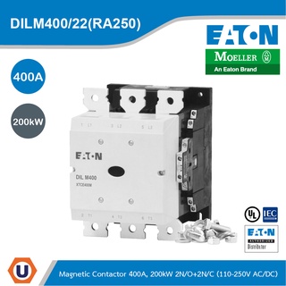 EATON DILM400/22(RA250)Contactor,380 V 400 V 212 kW,2 N/0, 2 NC,RA 250: 110 - 250 V 40 - 60Hz Operation,Screw Connection